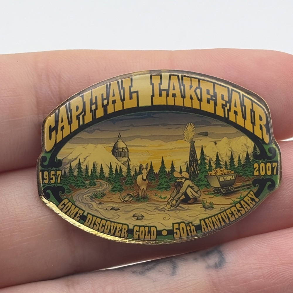 Capital‎ Lakefair Washington 50th Anniversary Come Discover Gold Lapel Hat Pin